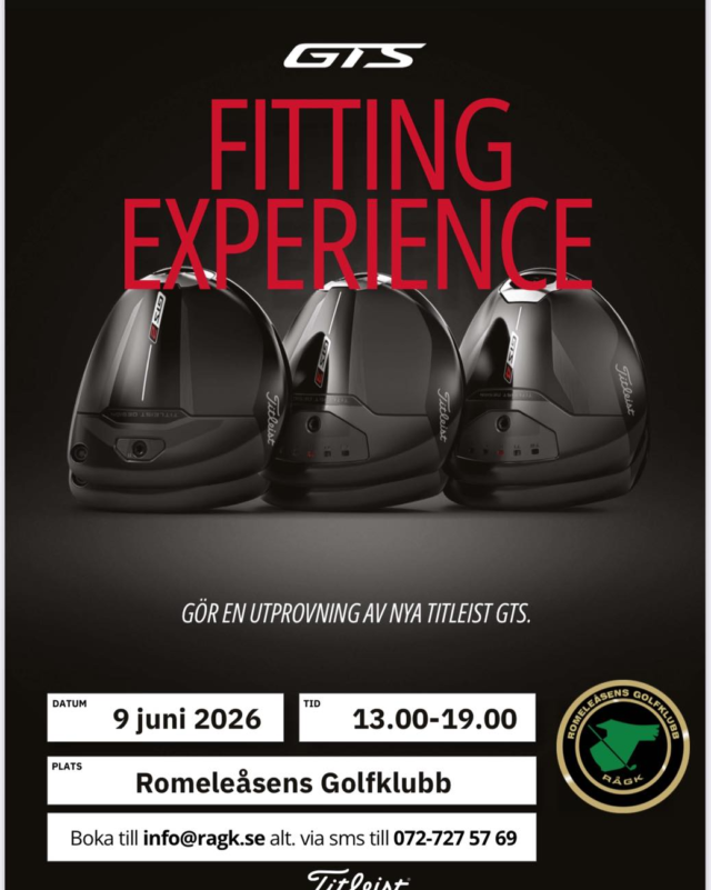 Den 9 juni får du en unik chans att tillsammans med vår tränare Wille testa nya Titleist GTS!Under en personlig fitting hjälper vi dig att hitta rätt klubbor för större spelglädje.Tid: 13.00-19.00
Plats: Romeleåsens GolfklubbPlatserna är begränsade, boka din tid redan idag!Boka till info@ragk.se eller via SMS till 072-727 57 69Välkommen till en dag fylld av golf, ny teknik och riktigt bra känsla tillsammans med Wille och Titleist!